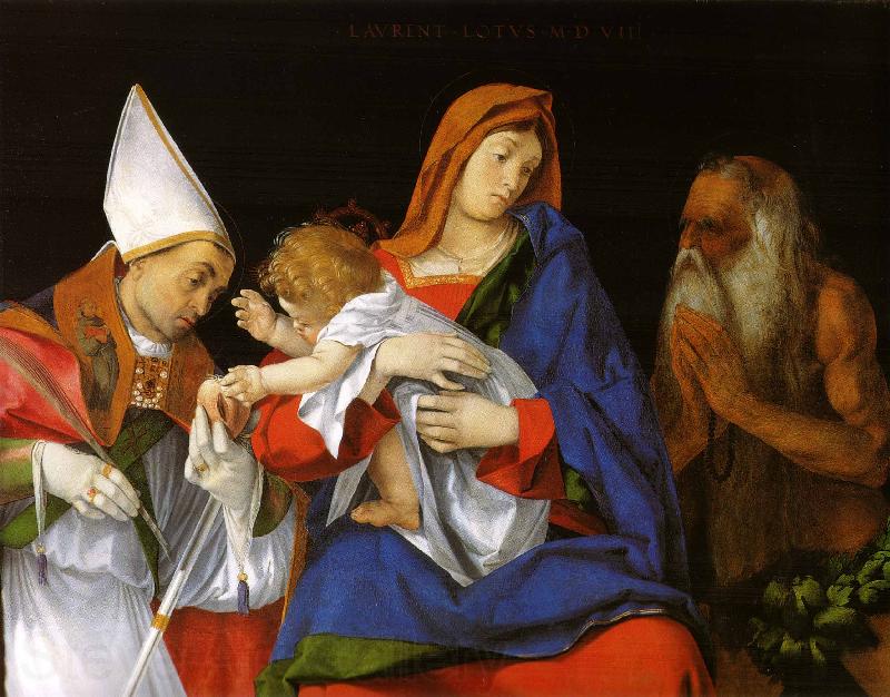 Lorenzo Lotto Madonna with Child between Sts Flavian and Onuphrius Spain oil painting art